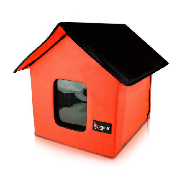 Orange Pet House with Black Roof
